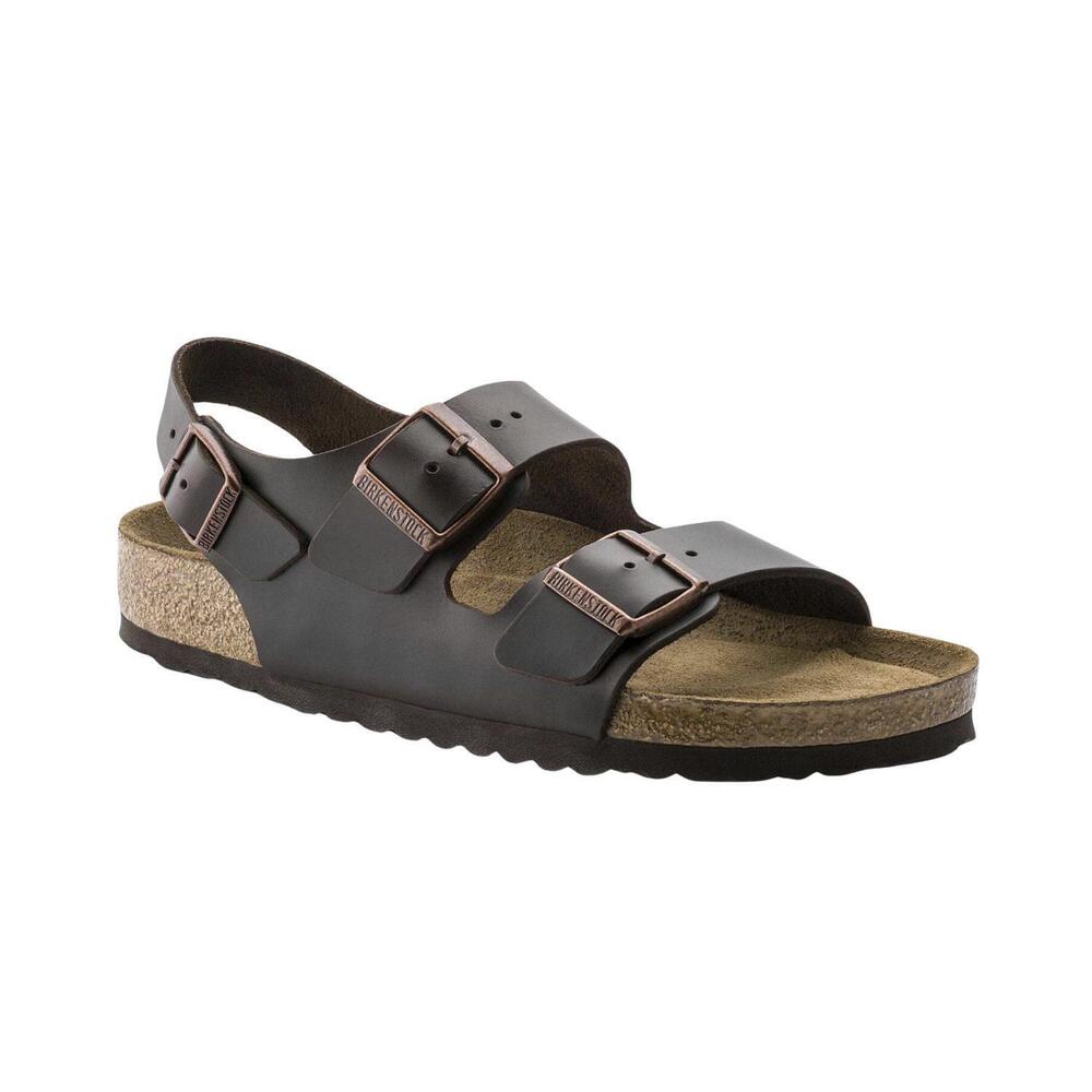 NEW BIRKENSTOCK men's milano soft footbed smooth leather sandals in amalfi testa